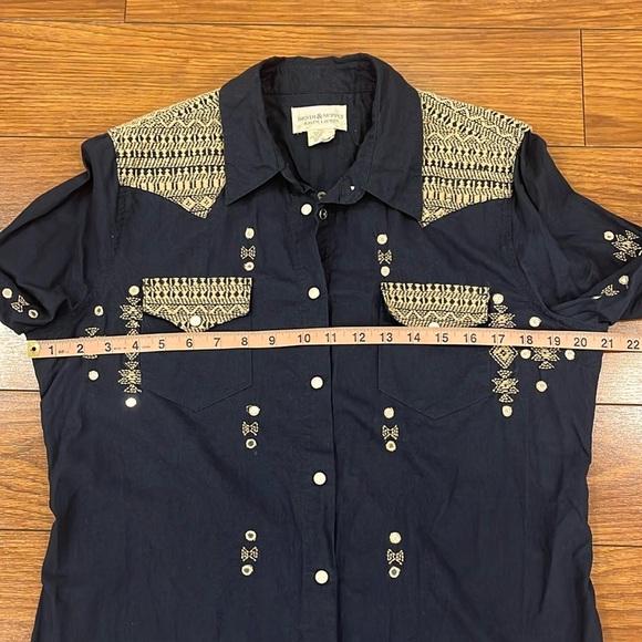 Denim & Supply Ralph Lauren Cowboy Western Embellished Navy Shirt - Picture 10 of 15